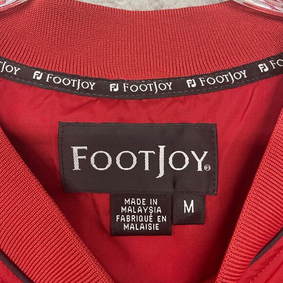 FootJoy Shirt Mens Medium Red Windshirt Pullover V Neck Pockets Golf FJ - Picture 2 of 10